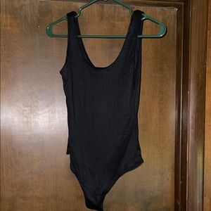 Gaze Black Ribbed Scoop Neck Bodysuit